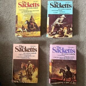 L'Amour's The Sacketts - Yellow, Blue, Brown Covers 5 books